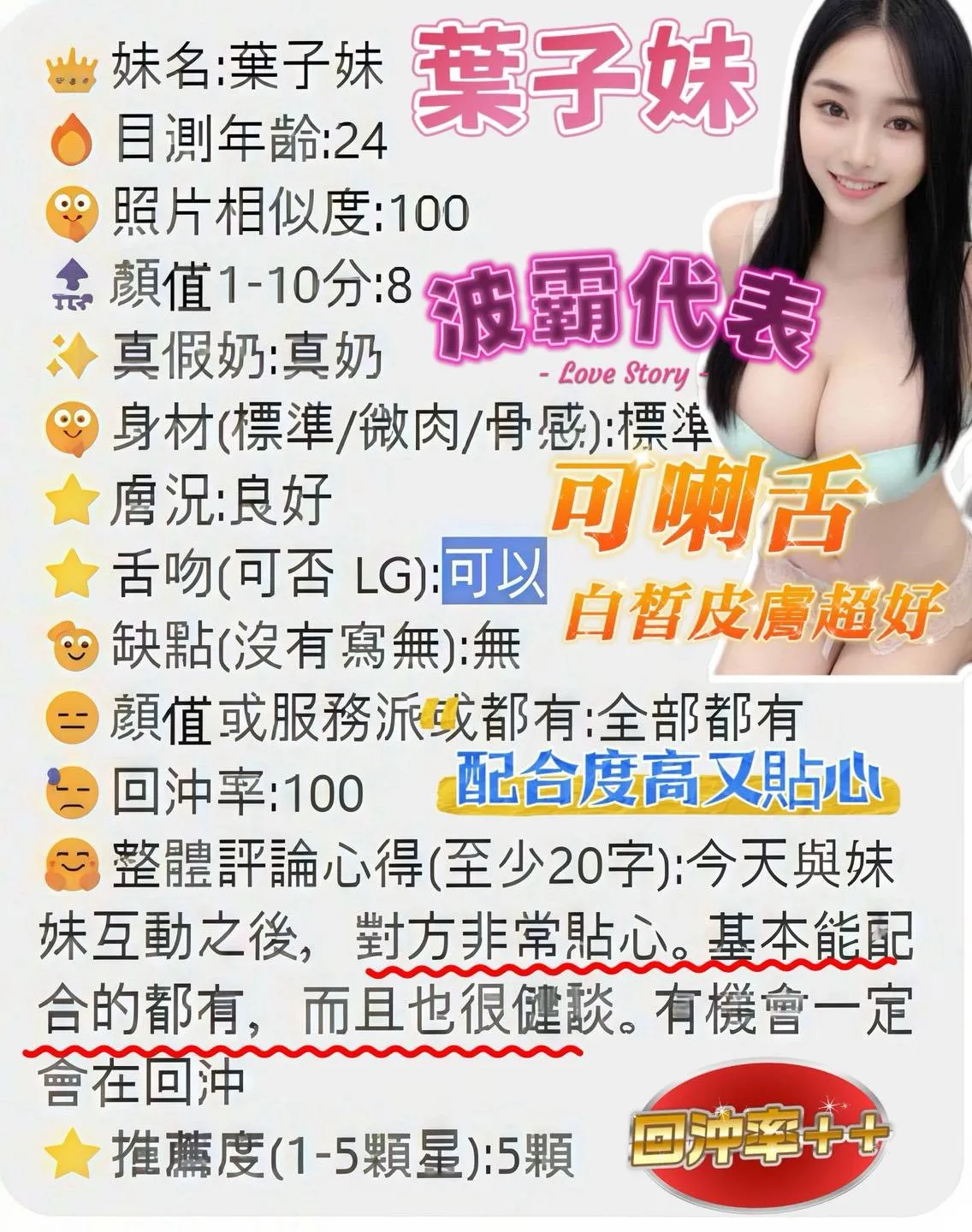 葉子妹客人評價